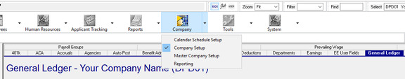 General Ledger tab