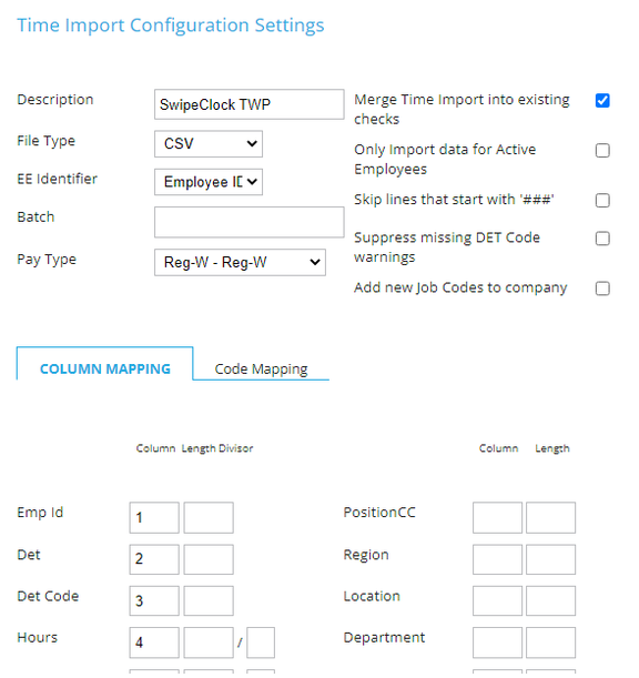 Time import service properties