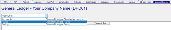 General Ledger sub-tabs