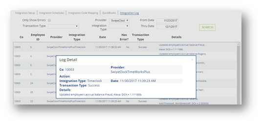 Integration log — example 2