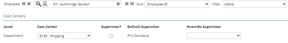 Department Setup sub tab