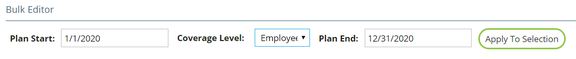 Coverage Level dropdown and Apply To Selection