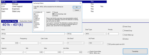 Taxability settings
