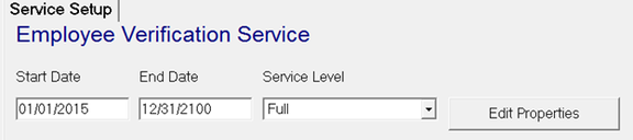 Company Setup showing EVS Service assigned with Service Level set to Full