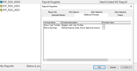 Hard Coded Register Additional Formulas