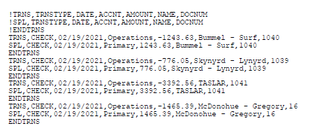 Simple QuickBooks Export sample