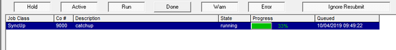 SyncUp job with company code in the queue