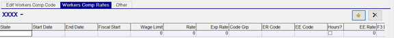 New empty row added to the Workers Comp Rates grid