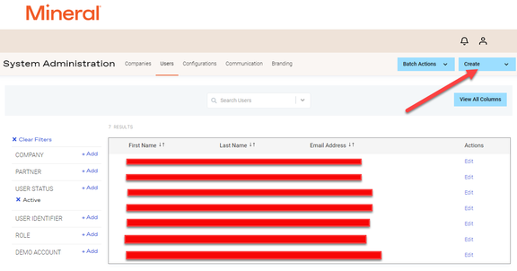 Add Mineral user accounts