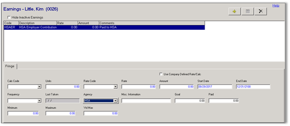 Employee Earnings tab