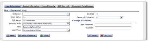 Documents Portal Access sub-tab